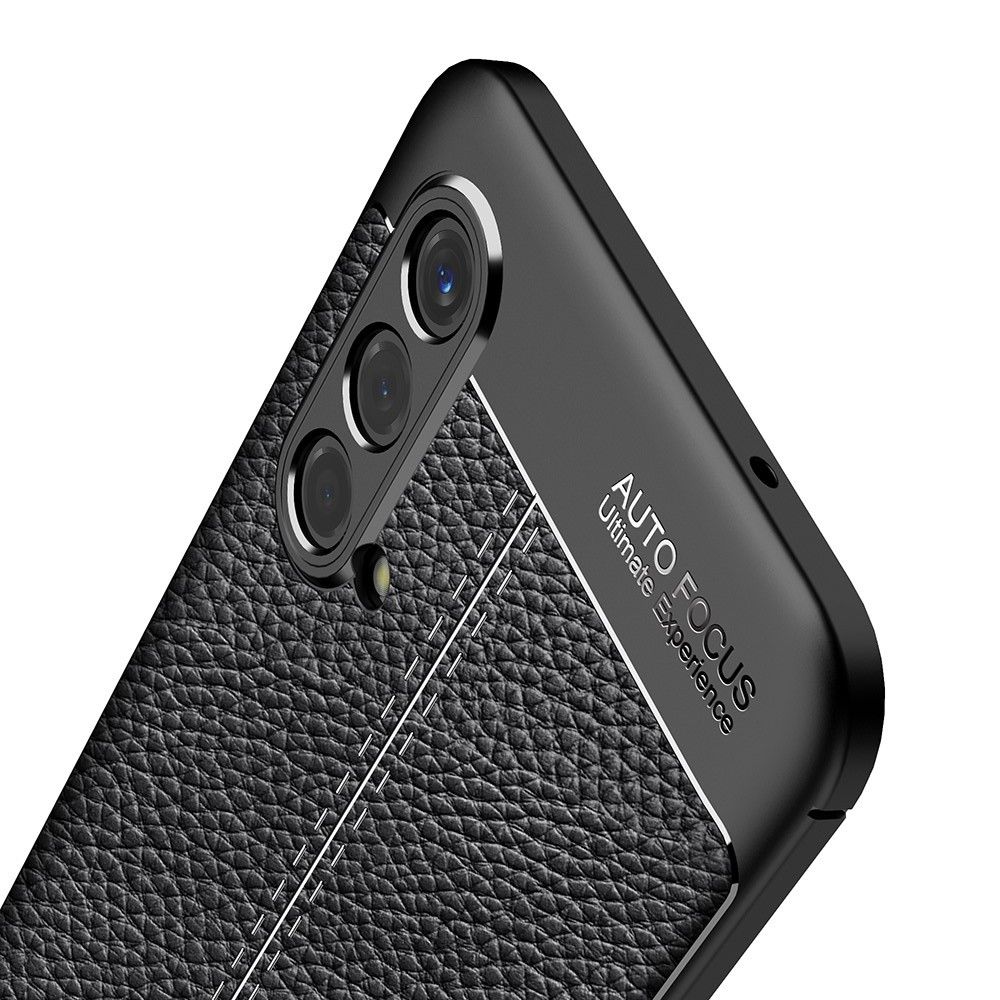 Litchi Grain Leather Силиконовый Накладка Чехол для OnePlus Nord CE 5G с Текстурой Кожа Черный