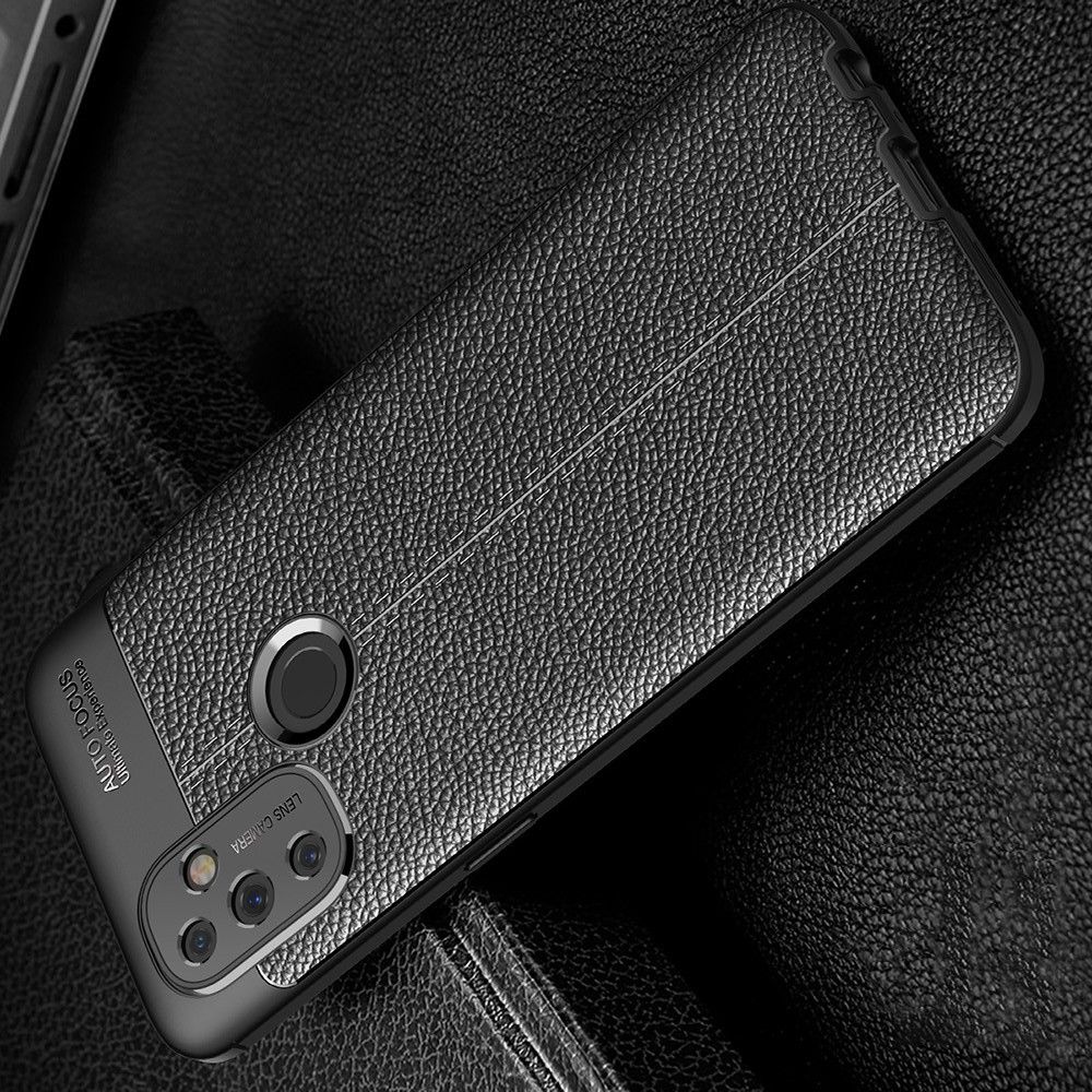 Litchi Grain Leather Силиконовый Накладка Чехол для OnePlus NORD N100 с Текстурой Кожа Черный