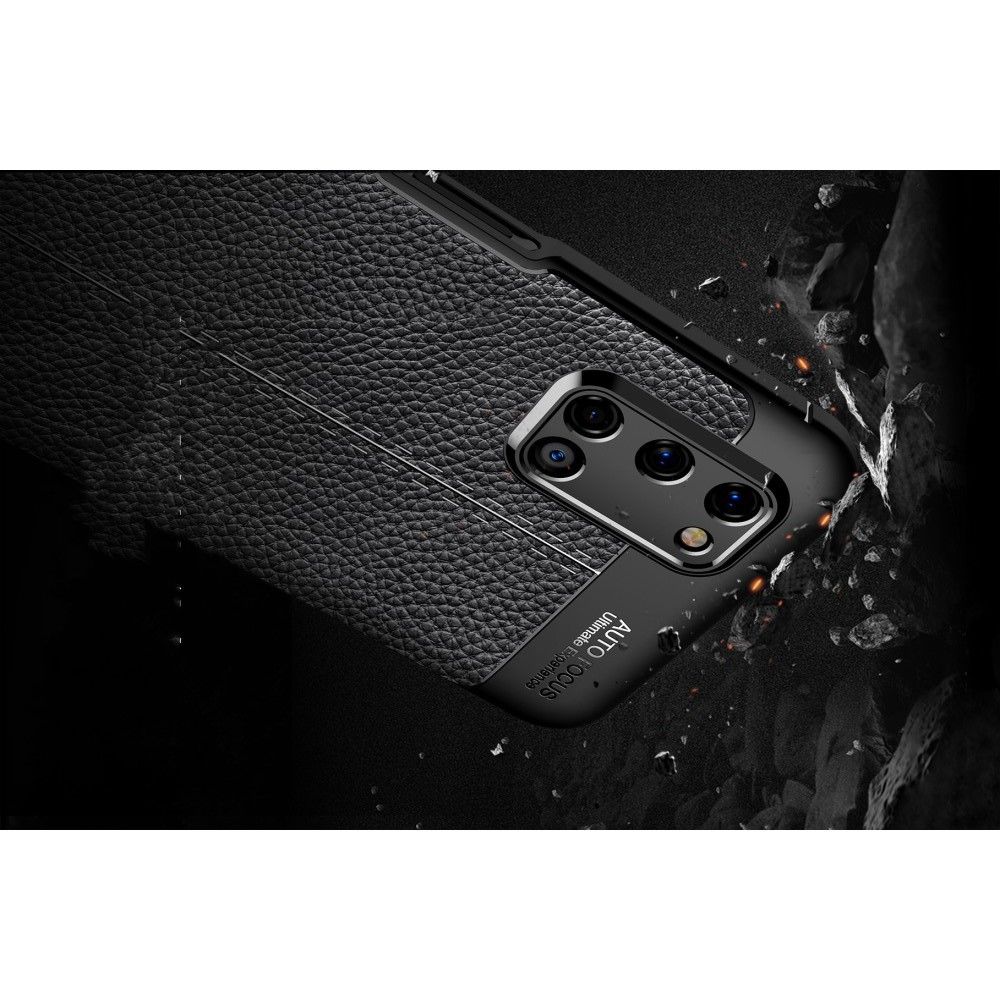 Litchi Grain Leather Силиконовый Накладка Чехол для OPPO A52 / A72 с Текстурой Кожа Черный