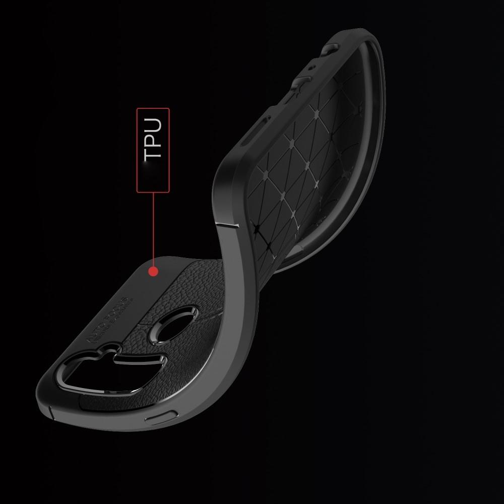 Litchi Grain Leather Силиконовый Накладка Чехол для OPPO Realme 5 Pro с Текстурой Кожа Черный