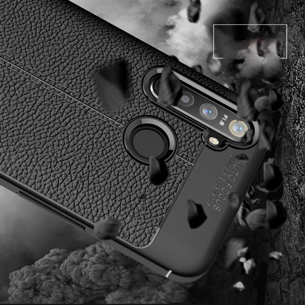 Litchi Grain Leather Силиконовый Накладка Чехол для OPPO Realme 5 с Текстурой Кожа Синий