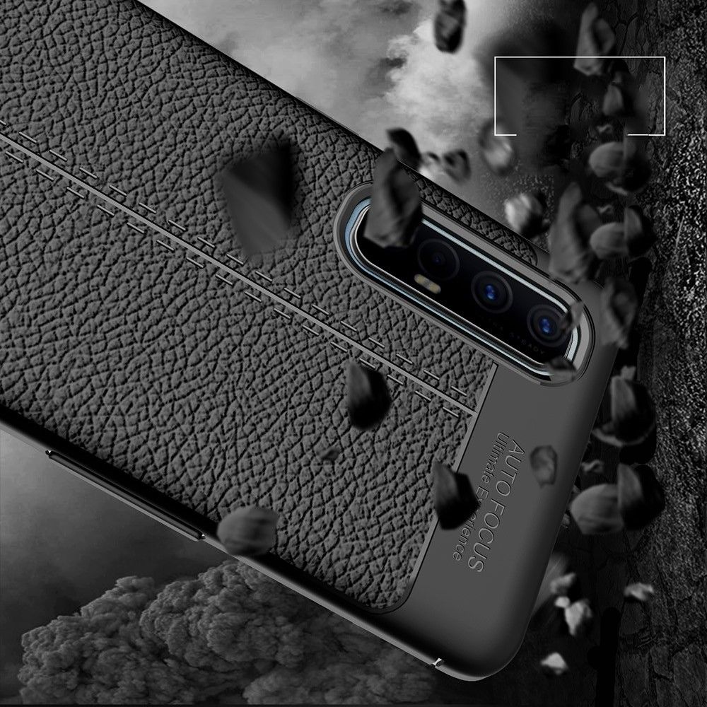Litchi Grain Leather Силиконовый Накладка Чехол для Oppo Reno 3 Pro с Текстурой Кожа Черный