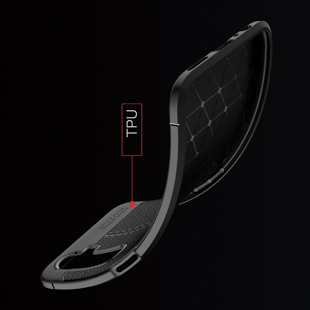 Litchi Grain Leather Силиконовый Накладка Чехол для Realme 6 Pro с Текстурой Кожа Черный