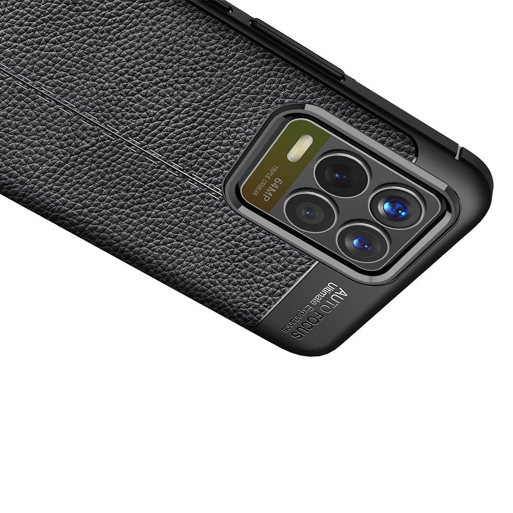 Litchi Grain Leather Силиконовый Накладка Чехол для Realme 8 / 8 Pro с Текстурой Кожа Синий
