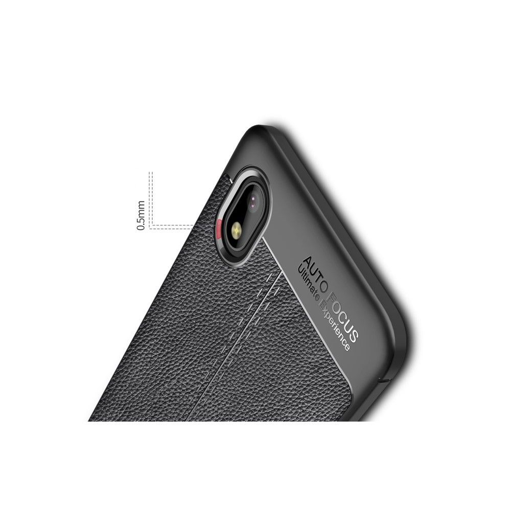 Litchi Grain Leather Силиконовый Накладка Чехол для Samsung Galaxy A01 Core с Текстурой Кожа Черный