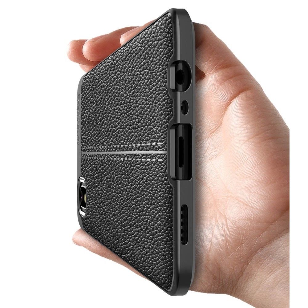 Litchi Grain Leather Силиконовый Накладка Чехол для Samsung Galaxy A01 Core с Текстурой Кожа Синий