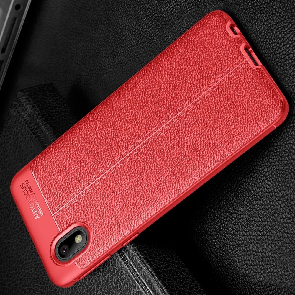Litchi Grain Leather Силиконовый Накладка Чехол для Samsung Galaxy A01 Core с Текстурой Кожа Красный