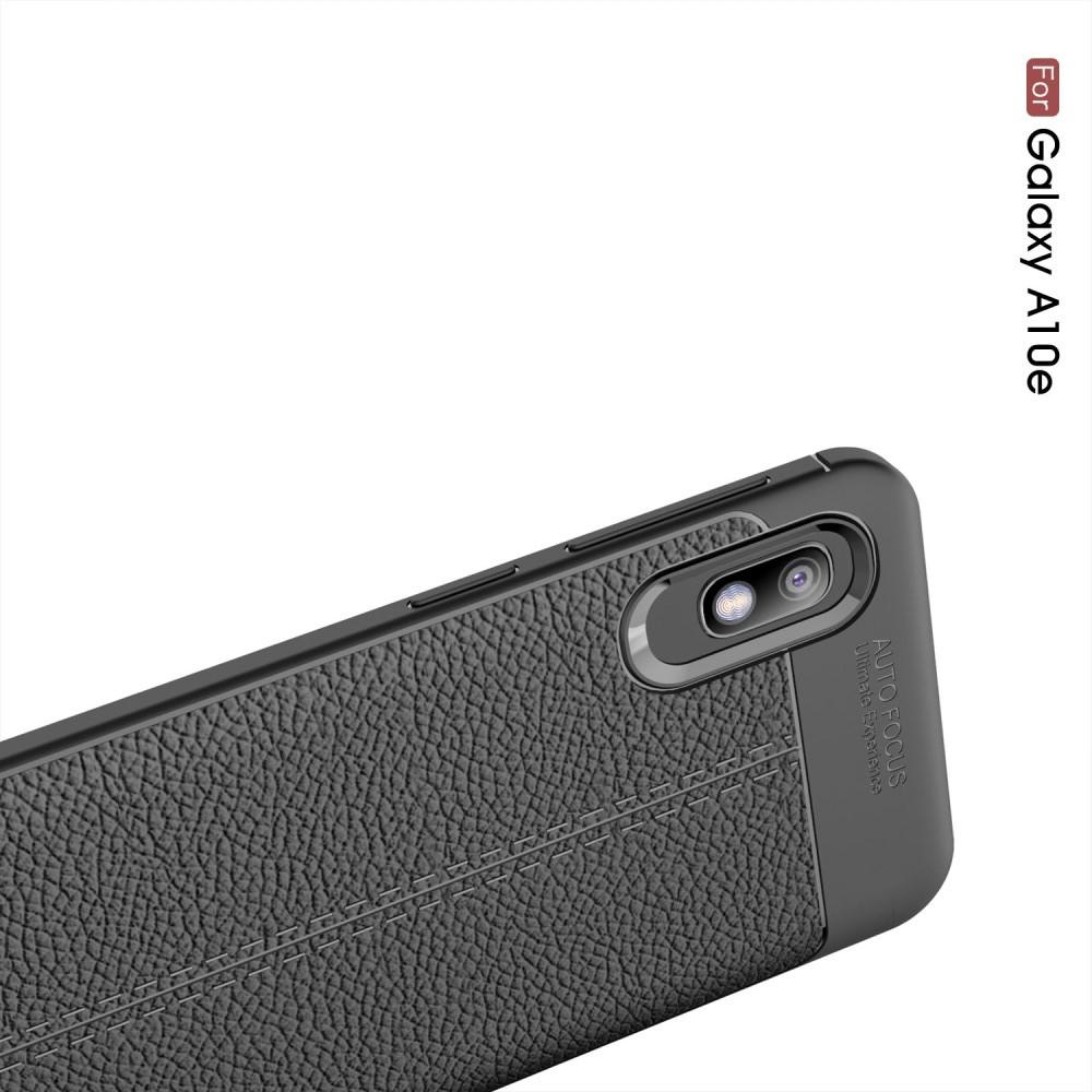 Litchi Grain Leather Силиконовый Накладка Чехол для Samsung Galaxy A10e с Текстурой Кожа Черный