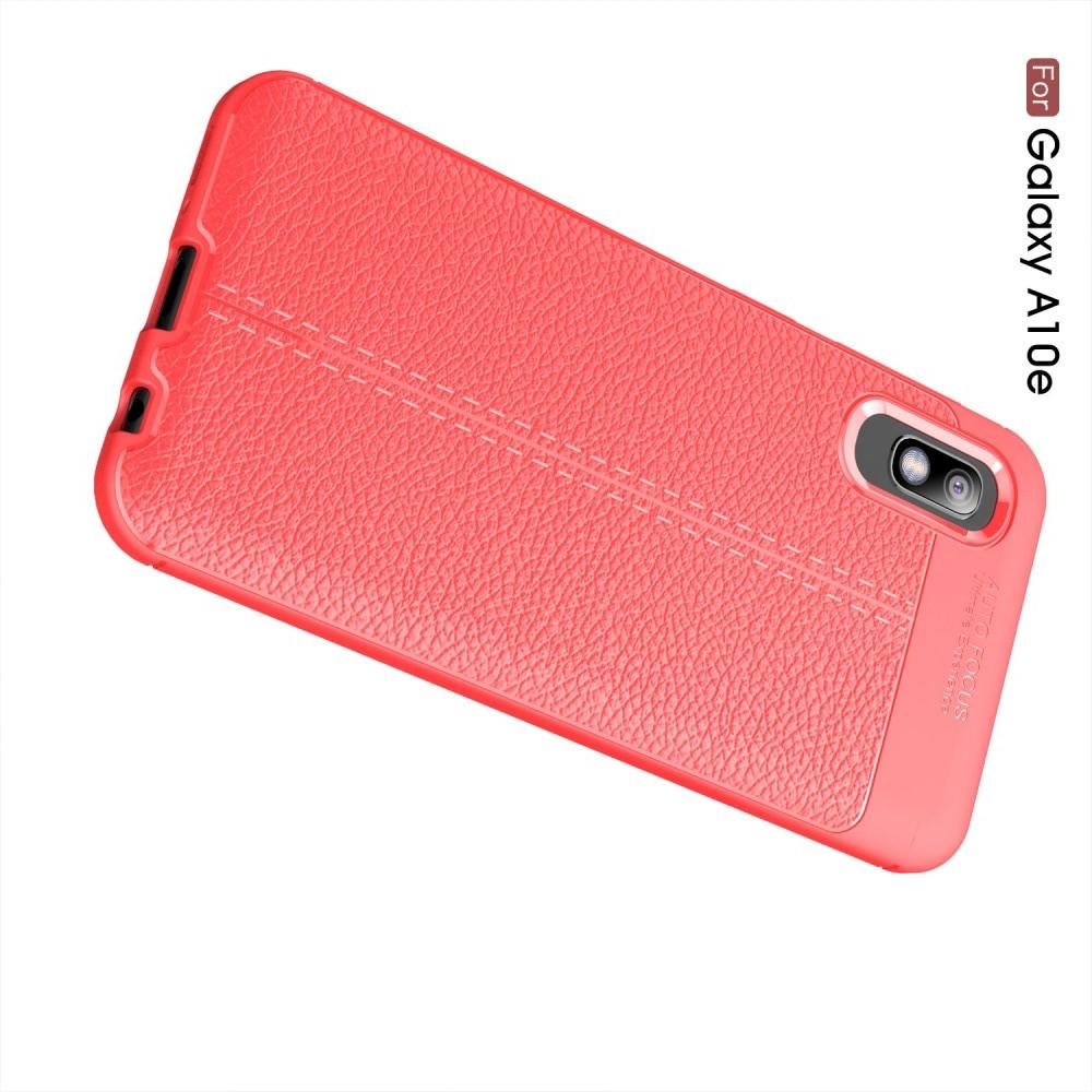 Litchi Grain Leather Силиконовый Накладка Чехол для Samsung Galaxy A10e с Текстурой Кожа Красный