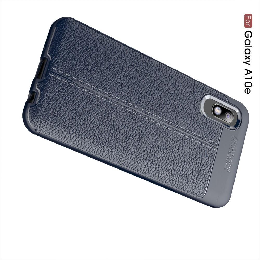 Litchi Grain Leather Силиконовый Накладка Чехол для Samsung Galaxy A10e с Текстурой Кожа Синий