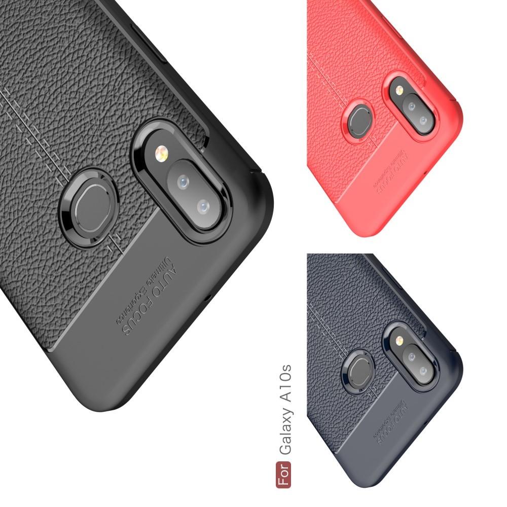 Litchi Grain Leather Силиконовый Накладка Чехол для Samsung Galaxy A10s с Текстурой Кожа Черный