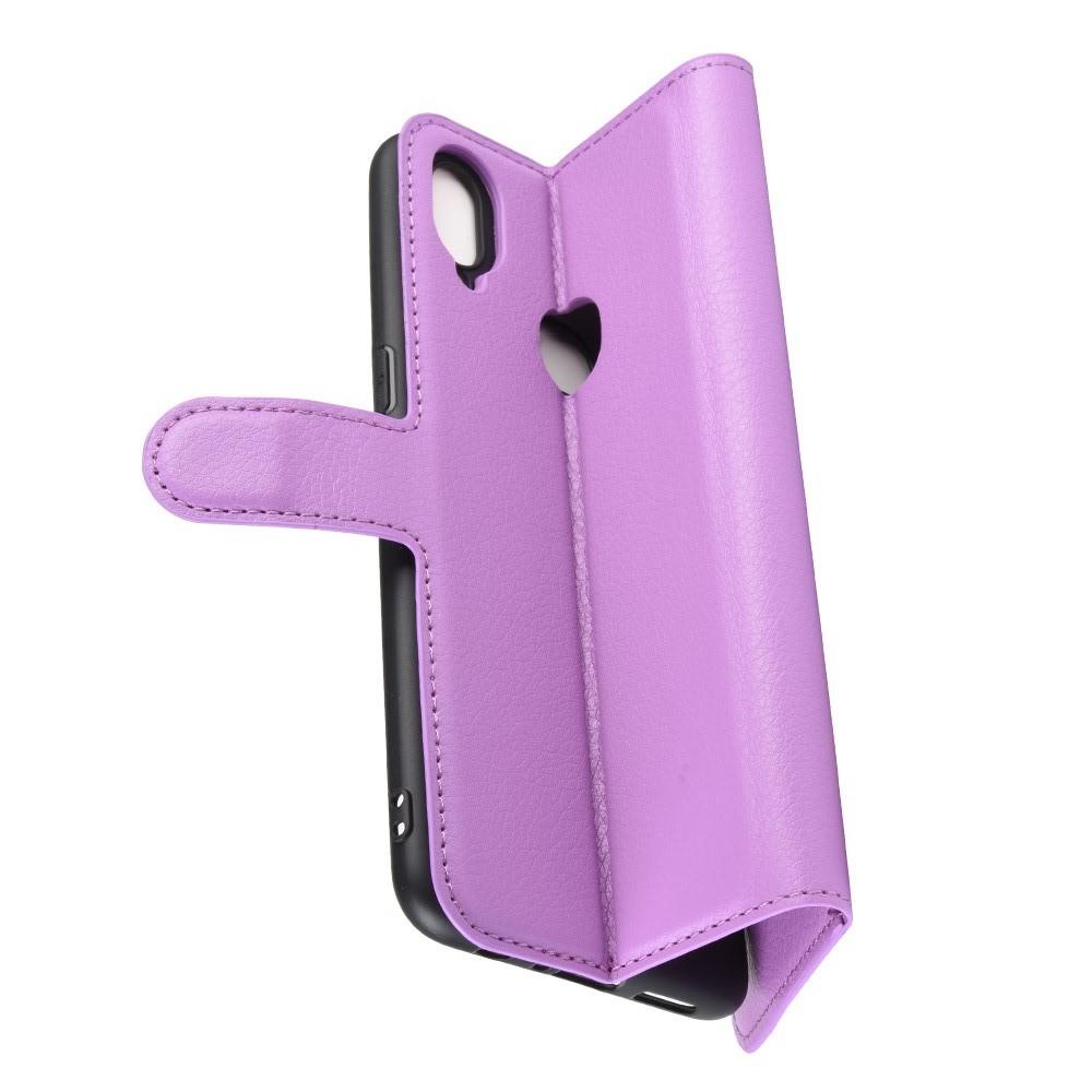 Litchi Grain Leather Силиконовый Накладка Чехол для Samsung Galaxy A10s с Текстурой Кожа Фиолетовый