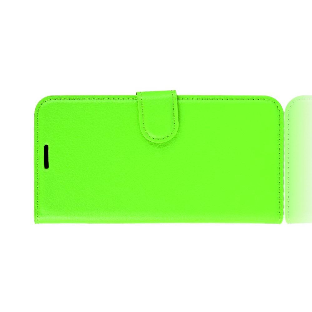 Litchi Grain Leather Силиконовый Накладка Чехол для Samsung Galaxy A20s с Текстурой Кожа Зеленый