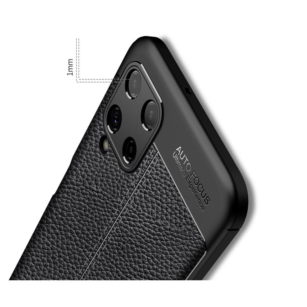 Litchi Grain Leather Силиконовый Накладка Чехол для Samsung Galaxy A22 с Текстурой Кожа Черный