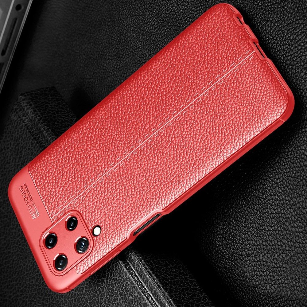 Litchi Grain Leather Силиконовый Накладка Чехол для Samsung Galaxy A22 с Текстурой Кожа Красный