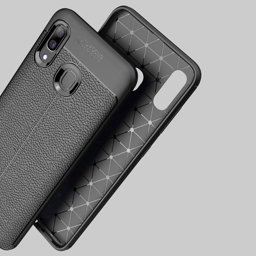 Litchi Grain Leather Силиконовый Накладка Чехол для Samsung Galaxy A40 с Текстурой Кожа Коралловый