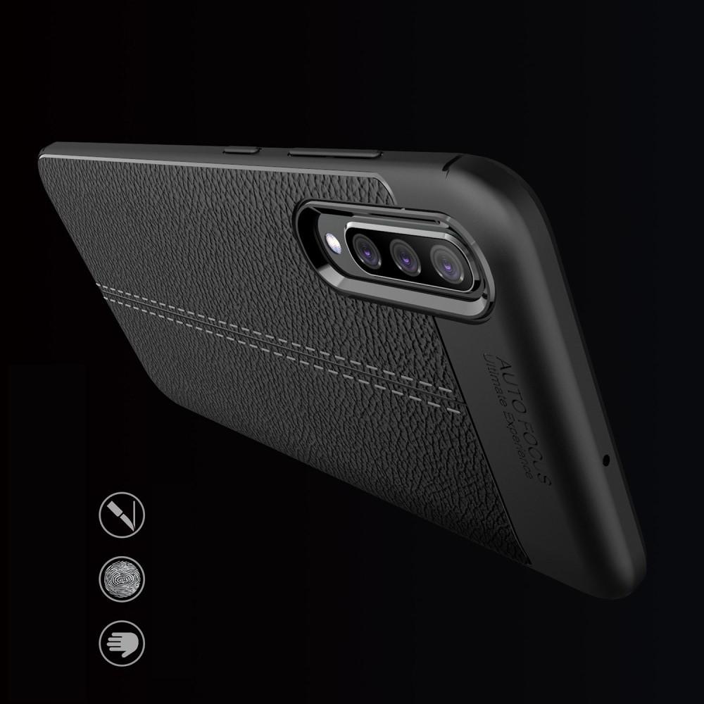 Litchi Grain Leather Силиконовый Накладка Чехол для Samsung Galaxy A50 с Текстурой Кожа Синий
