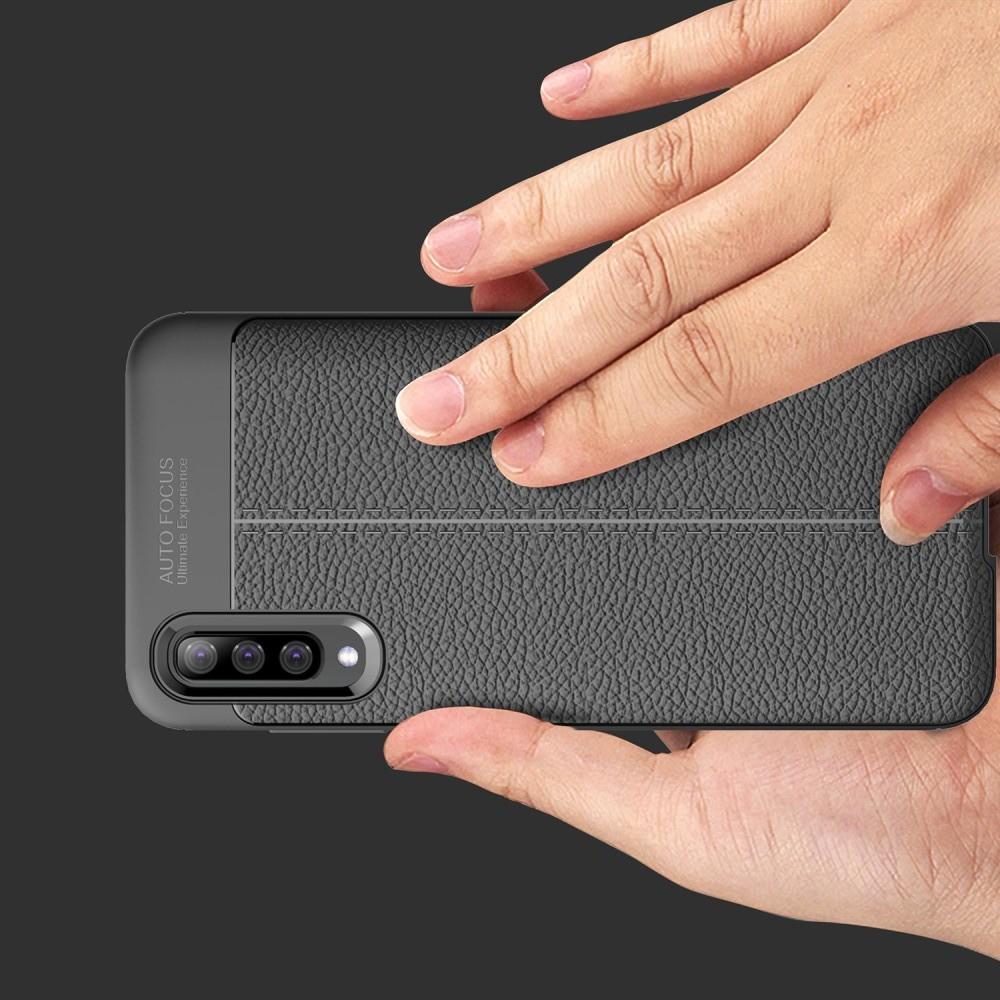 Litchi Grain Leather Силиконовый Накладка Чехол для Samsung Galaxy A50 с Текстурой Кожа Коралловый