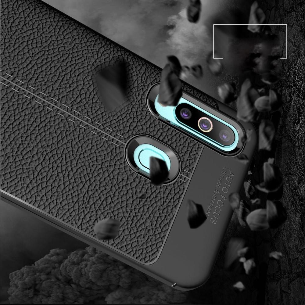 Litchi Grain Leather Силиконовый Накладка Чехол для Samsung Galaxy A60 с Текстурой Кожа Коралловый