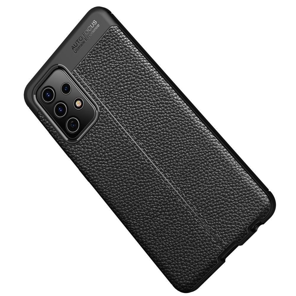 Litchi Grain Leather Силиконовый Накладка Чехол для Samsung Galaxy A72 с Текстурой Кожа Черный