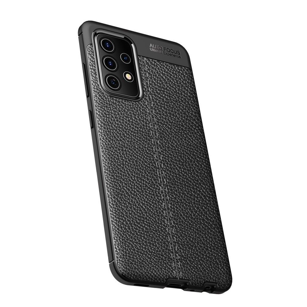 Litchi Grain Leather Силиконовый Накладка Чехол для Samsung Galaxy A72 с Текстурой Кожа Черный