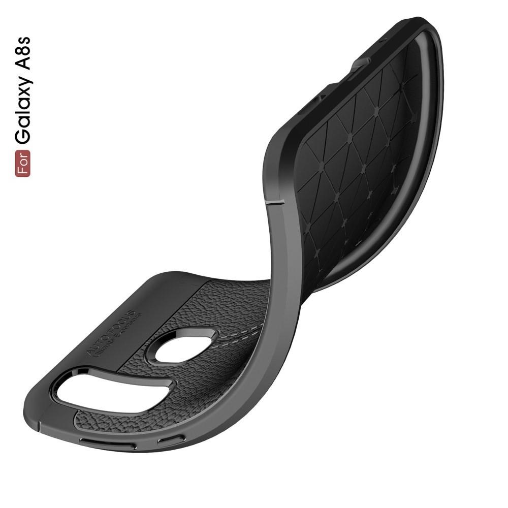 Litchi Grain Leather Силиконовый Накладка Чехол для Samsung Galaxy A8s с Текстурой Кожа Серый