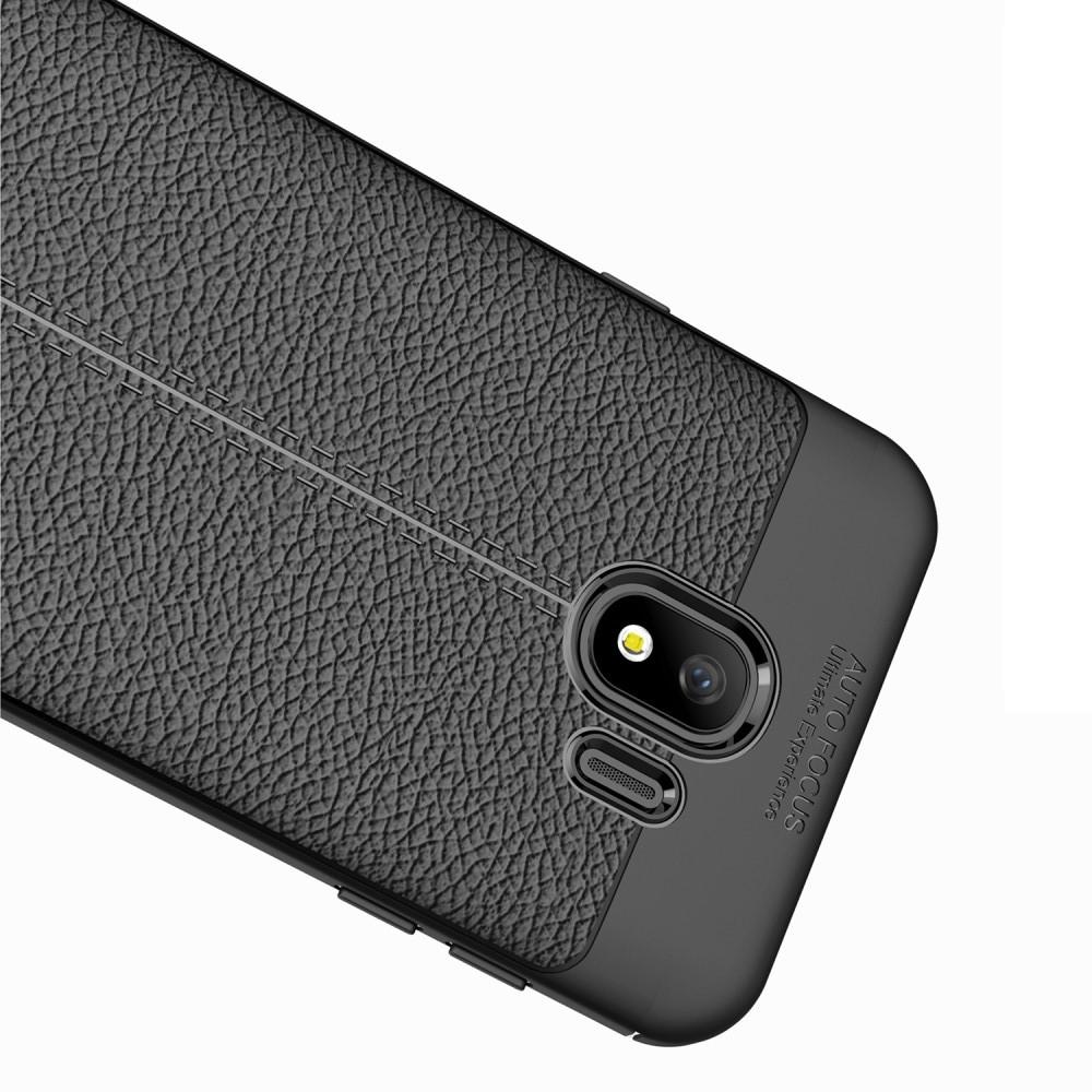 Litchi Grain Leather Силиконовый Накладка Чехол для Samsung Galaxy J4 2018 SM-J400 с Текстурой Кожа Черный