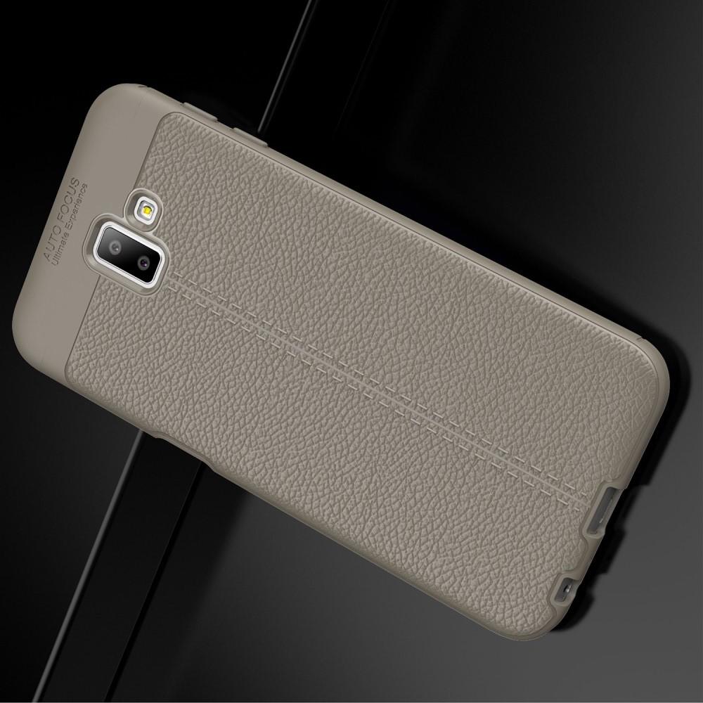 Litchi Grain Leather Силиконовый Накладка Чехол для Samsung Galaxy J6+ 2018 SM-J610F с Текстурой Кожа Серый
