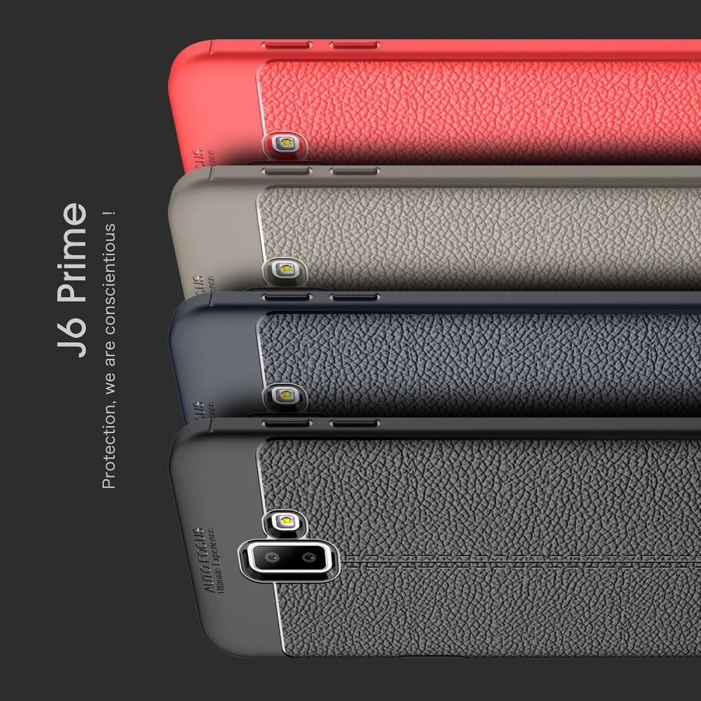 Litchi Grain Leather Силиконовый Накладка Чехол для Samsung Galaxy J6+ 2018 SM-J610F с Текстурой Кожа Синий
