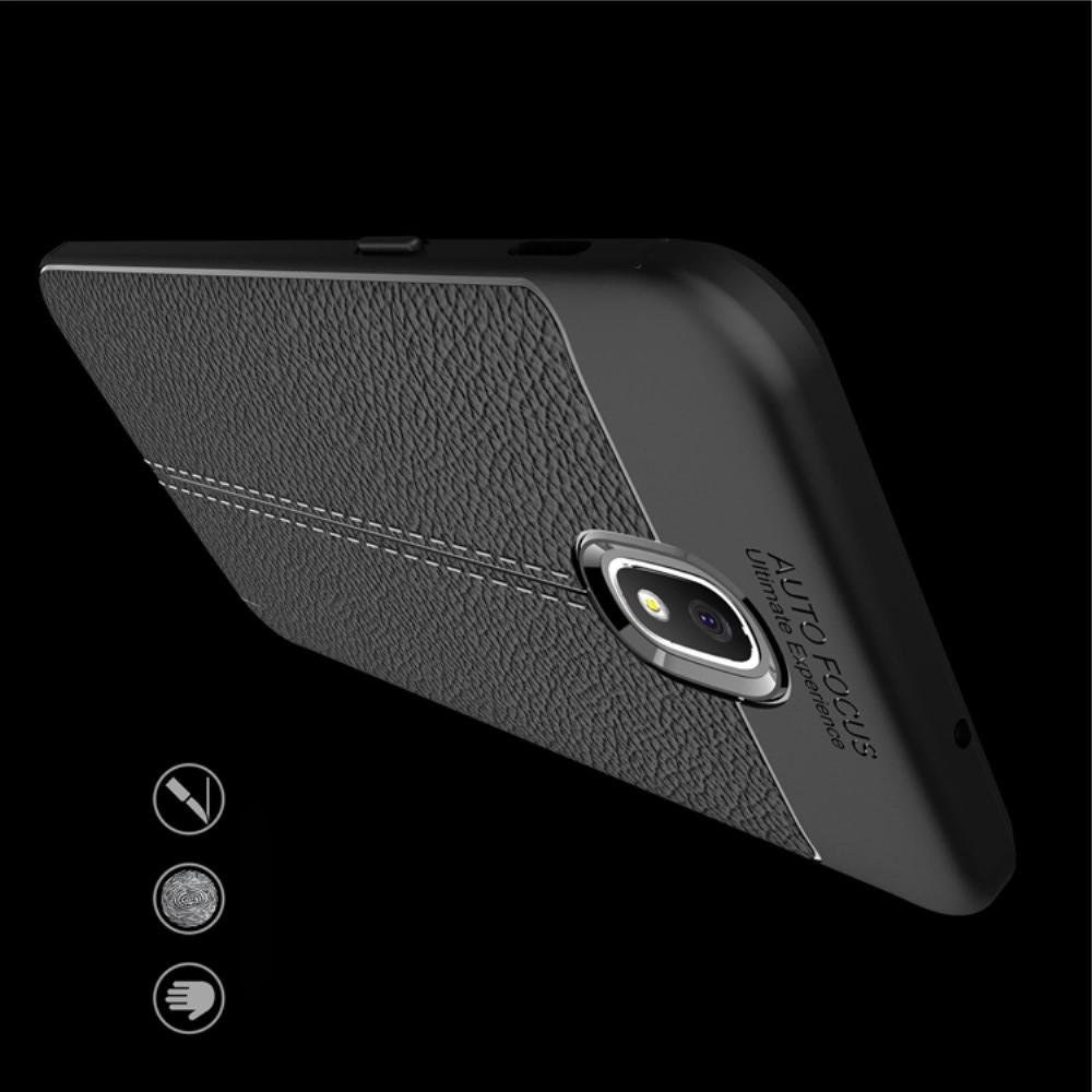 Litchi Grain Leather Силиконовый Накладка Чехол для Samsung Galaxy J7 2018 с Текстурой Кожа Черный