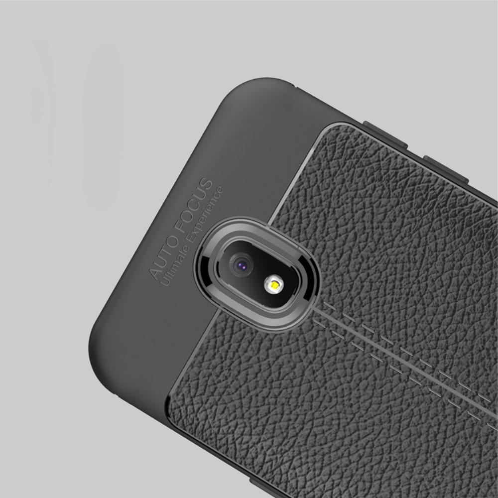 Litchi Grain Leather Силиконовый Накладка Чехол для Samsung Galaxy J7 2018 с Текстурой Кожа Серый