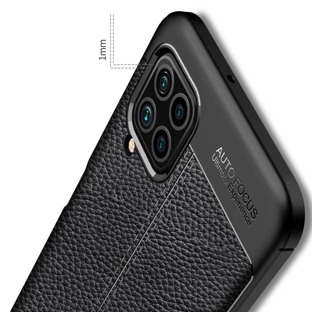 Litchi Grain Leather Силиконовый Накладка Чехол для Samsung Galaxy M32 с Текстурой Кожа Черный