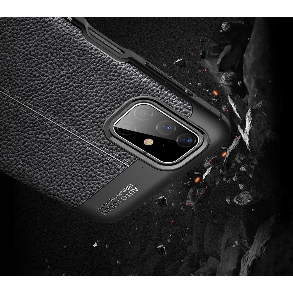 Litchi Grain Leather Силиконовый Накладка Чехол для Samsung Galaxy M51 с Текстурой Кожа Красный
