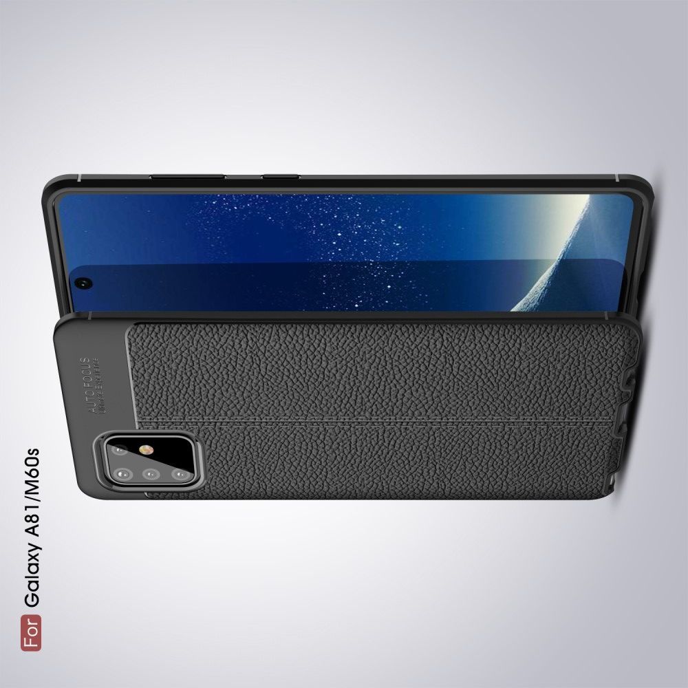 Litchi Grain Leather Силиконовый Накладка Чехол для Samsung Galaxy Note 10 Lite с Текстурой Кожа Красный