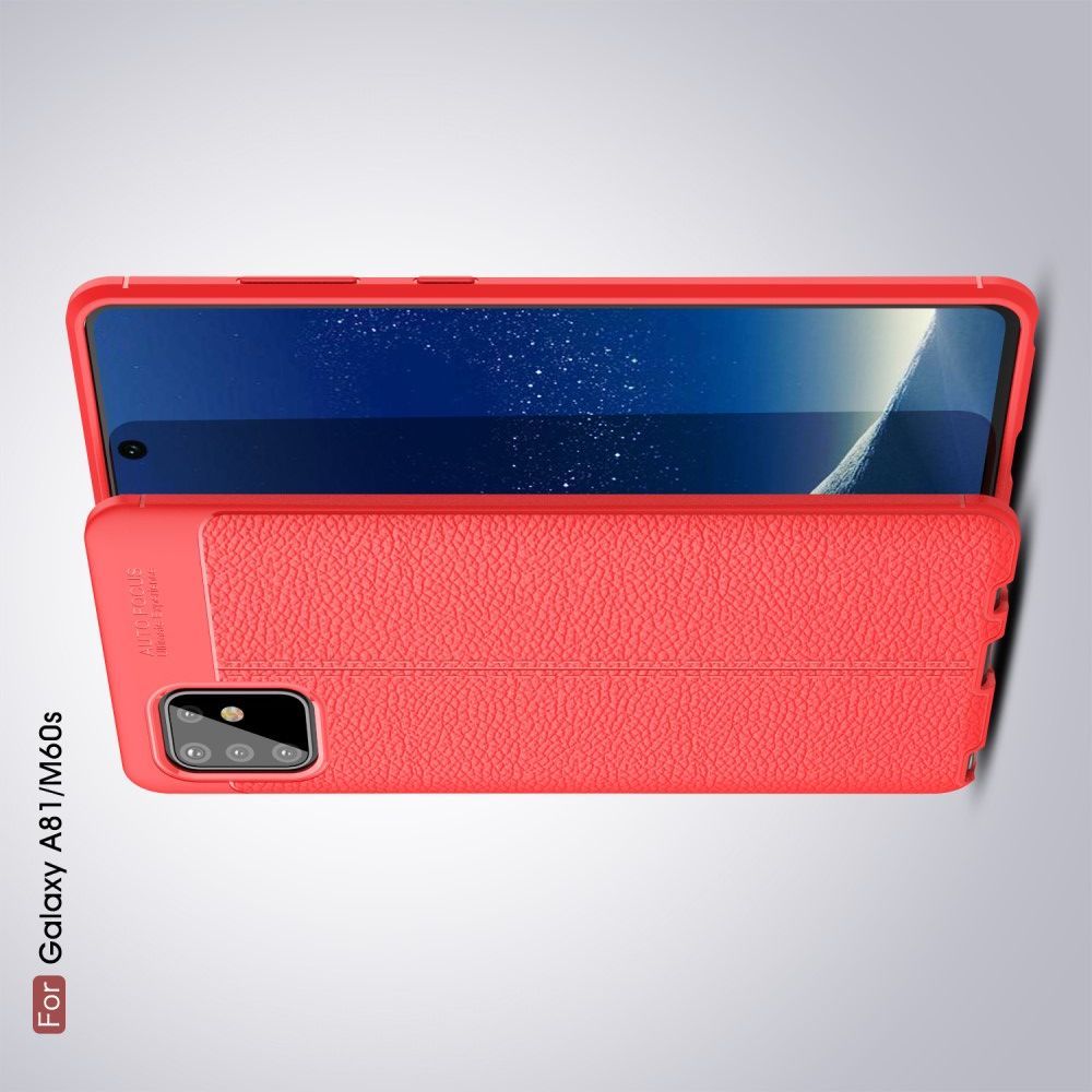 Litchi Grain Leather Силиконовый Накладка Чехол для Samsung Galaxy Note 10 Lite с Текстурой Кожа Синий