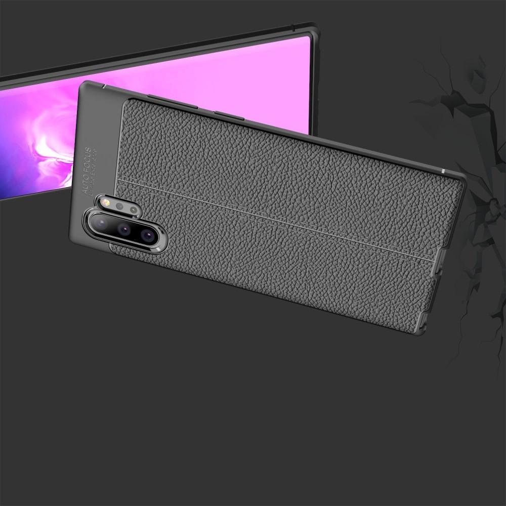 Litchi Grain Leather Силиконовый Накладка Чехол для Samsung Galaxy Note 10 Plus с Текстурой Кожа Коралловый