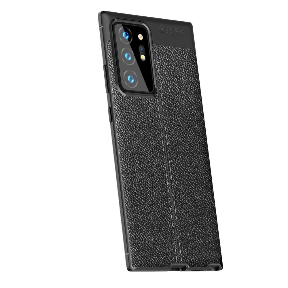 Litchi Grain Leather Силиконовый Накладка Чехол для Samsung Galaxy Note 20 Ultra с Текстурой Кожа Черный