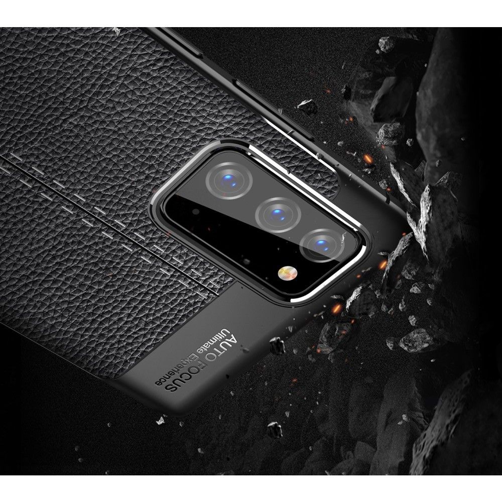 Litchi Grain Leather Силиконовый Накладка Чехол для Samsung Galaxy Note 20 с Текстурой Кожа Черный