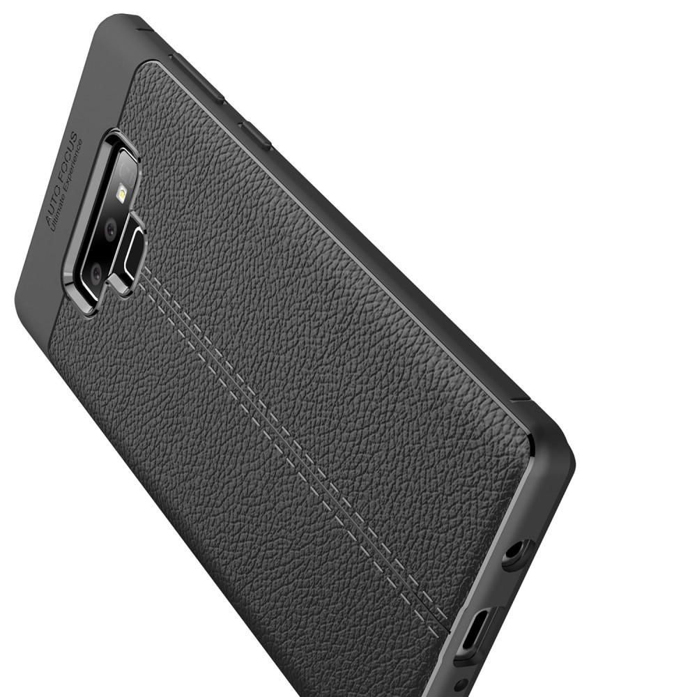 Litchi Grain Leather Силиконовый Накладка Чехол для Samsung Galaxy Note 9 с Текстурой Кожа Черный