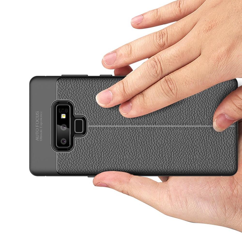 Litchi Grain Leather Силиконовый Накладка Чехол для Samsung Galaxy Note 9 с Текстурой Кожа Серый