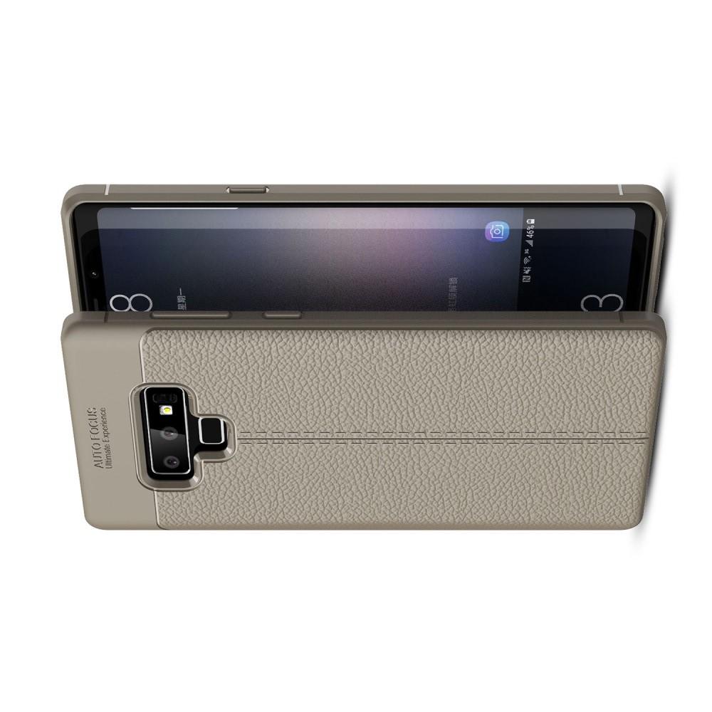 Litchi Grain Leather Силиконовый Накладка Чехол для Samsung Galaxy Note 9 с Текстурой Кожа Серый