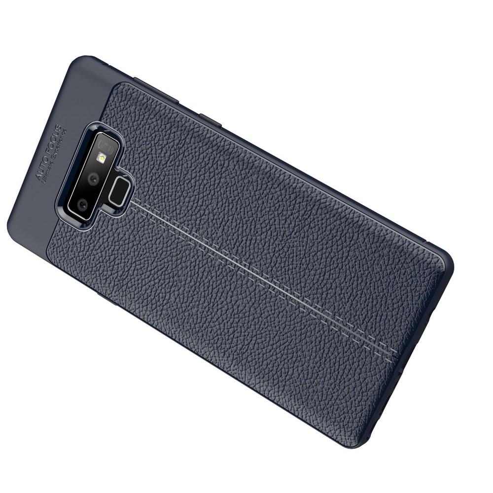 Litchi Grain Leather Силиконовый Накладка Чехол для Samsung Galaxy Note 9 с Текстурой Кожа Синий