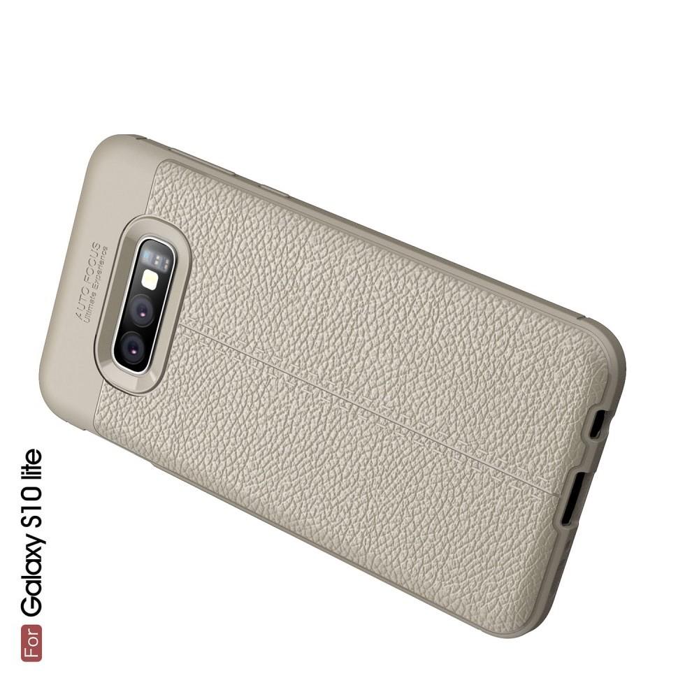 Litchi Grain Leather Силиконовый Накладка Чехол для Samsung Galaxy S10e с Текстурой Кожа Серый