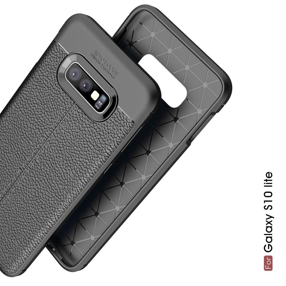 Litchi Grain Leather Силиконовый Накладка Чехол для Samsung Galaxy S10e с Текстурой Кожа Черный