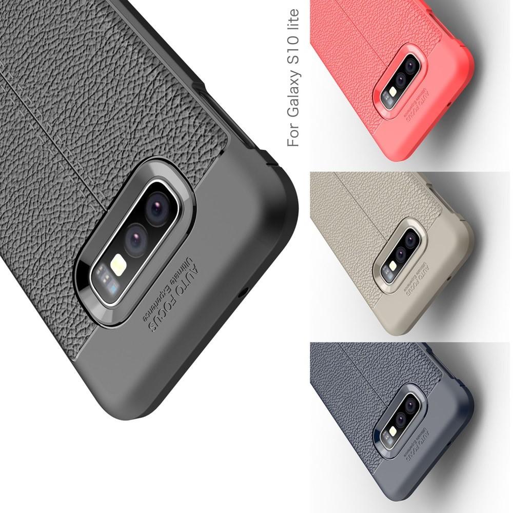 Litchi Grain Leather Силиконовый Накладка Чехол для Samsung Galaxy S10e с Текстурой Кожа Синий
