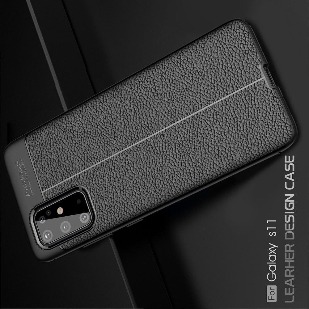 Litchi Grain Leather Силиконовый Накладка Чехол для Samsung Galaxy S20 Plus с Текстурой Кожа Синий