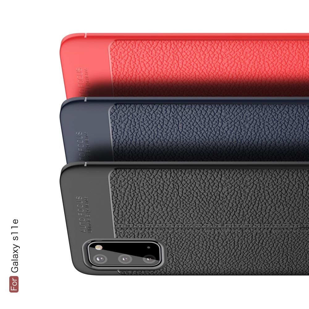 Litchi Grain Leather Силиконовый Накладка Чехол для Samsung Galaxy S20 с Текстурой Кожа Черный