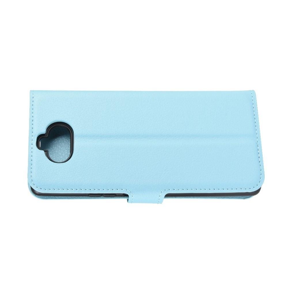 Litchi Grain Leather Силиконовый Накладка Чехол для Sony Xperia 20 с Текстурой Кожа Синий