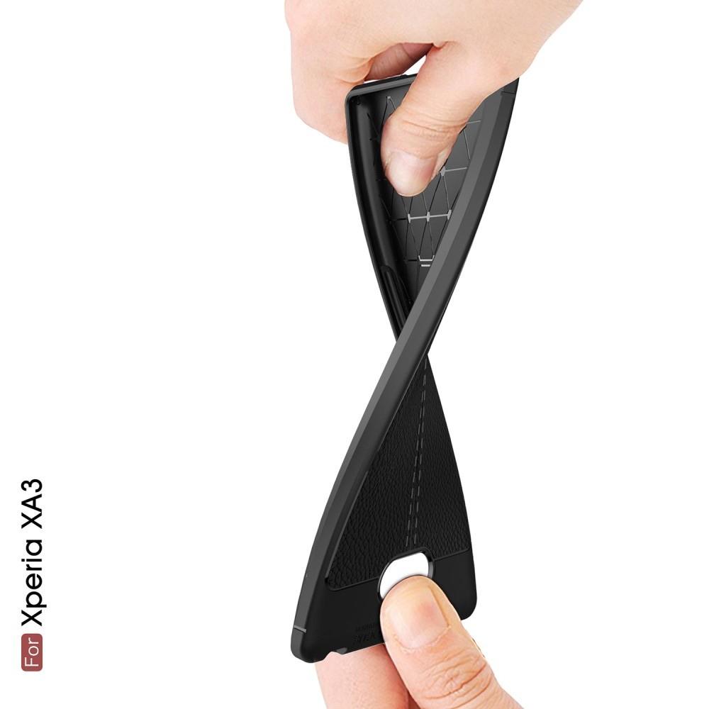 Litchi Grain Leather Силиконовый Накладка Чехол для Sony Xperia 10 с Текстурой Кожа Серый