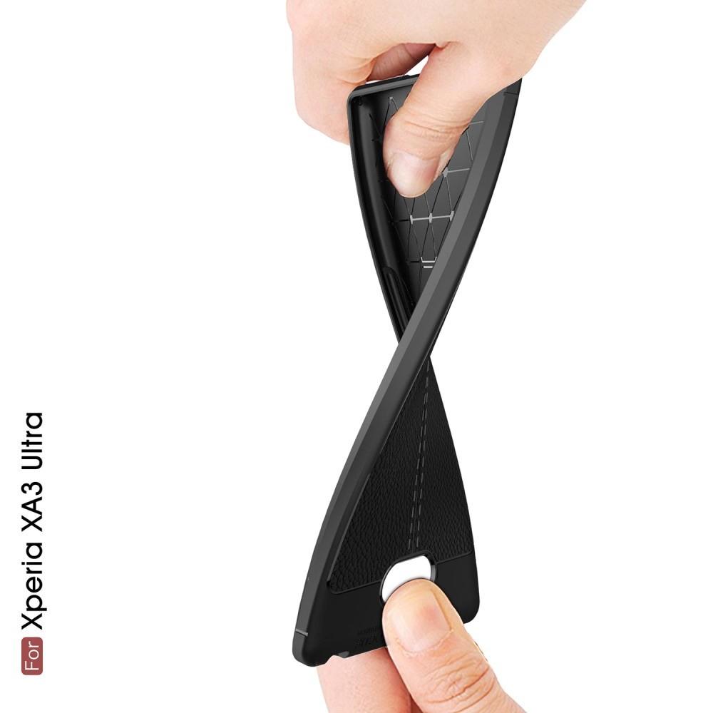 Litchi Grain Leather Силиконовый Накладка Чехол для Sony Xperia 10 Plus с Текстурой Кожа Синий